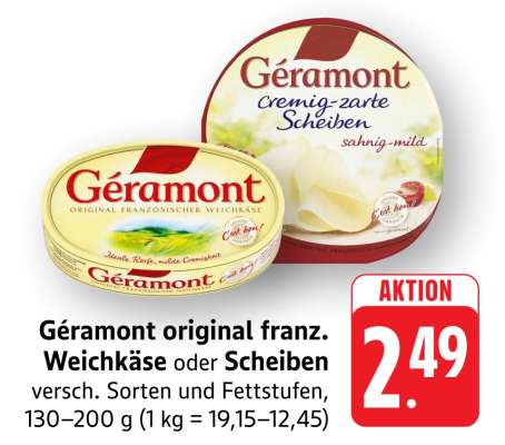 Géramont original franz. Weichkäse oder Scheiben