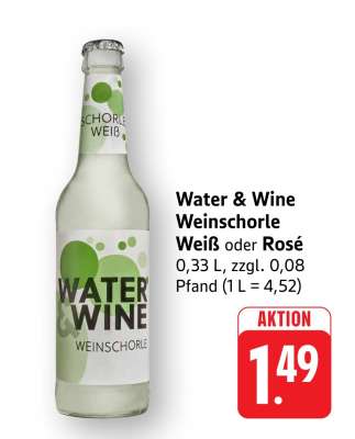 Water & Wine Weinschorle Weiß oder Rosé