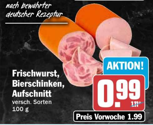 Frischwurst, Bierschinken, Aufschnitt