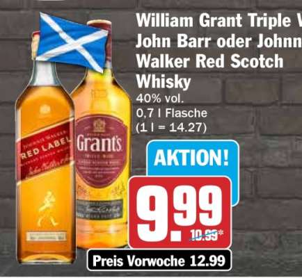 William Grant Triple W, John Barr oder Johnnie Walker Red Scotch Whisky