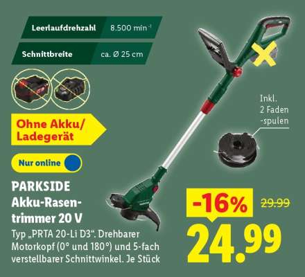 Parkside Akku-Rasentrimmer, 20 V