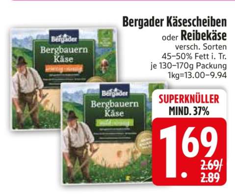 Bergader Käsescheiben oder Reibekäse