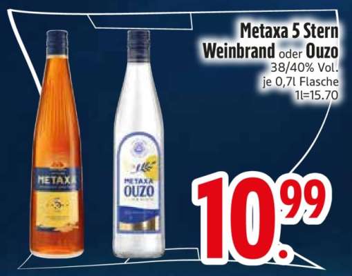 Metaxa 5 Stern Weinbrand oder Ouzo