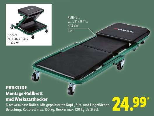 PARKSIDE Montage-Rollbrett und Werkstatthocker