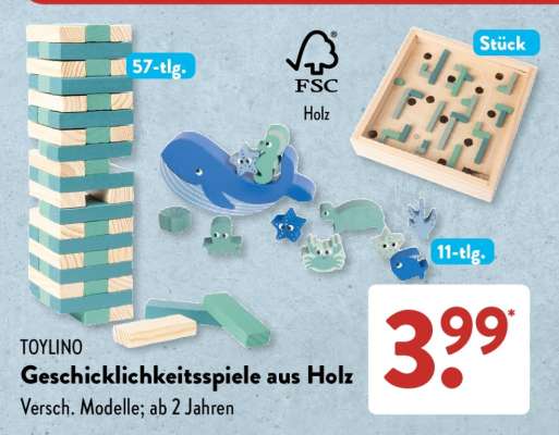 TOYLINO Geschicklichkeitsspiele aus Holz