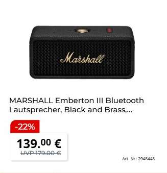 MARSHALL Emberton III Bluetooth Lautsprecher, Black and Brass