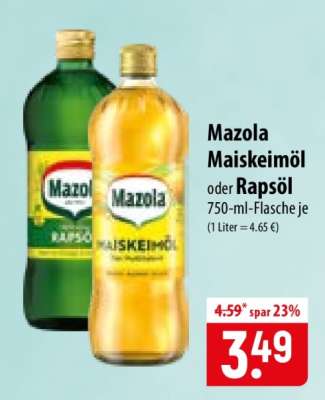 Mazola Maiskeimöl oder Rapsöl