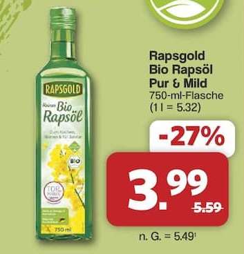 Rapsgold Bio Rapsöl Pur & Mild
