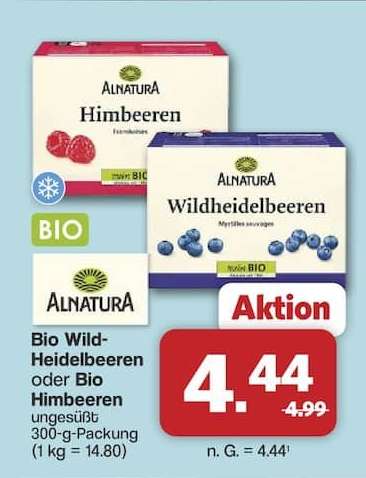 Bio Wild-Heidelbeeren oder Bio Himbeeren