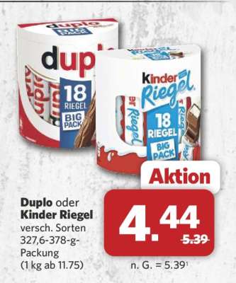 Duplo oder Kinder Riegel