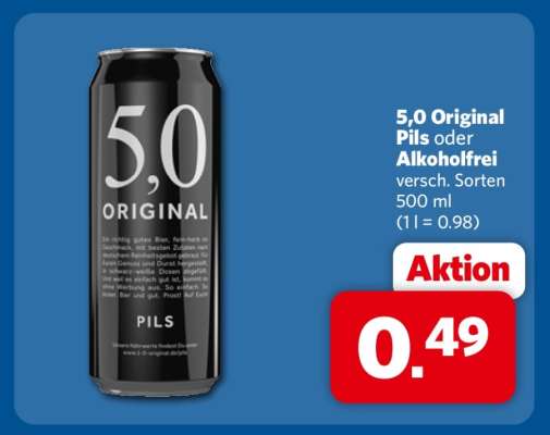 5,0 Original Pils oder Alkoholfrei