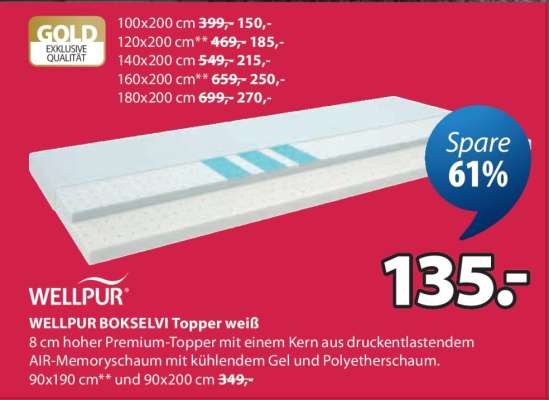 WELLPUR BOKSELVI Topper weiß