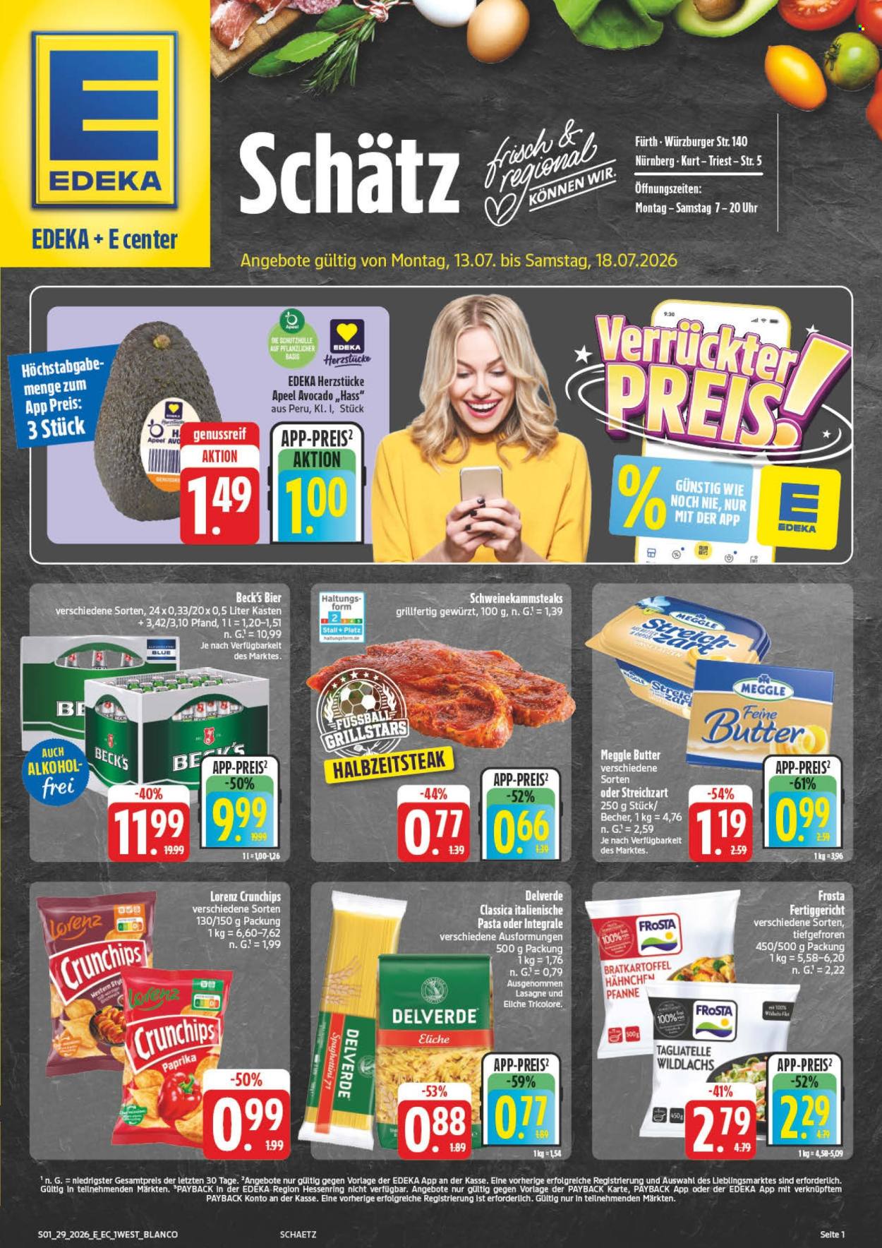 E center Prospekte  - 13.07.2026 - 18.07.2026. Seite 1