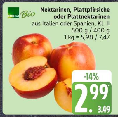 Nektarinen, Plattpfirsiche oder Plattnektarinen