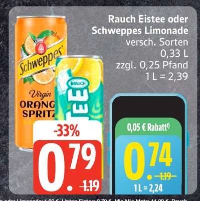 Rauch Eistee oder Schweppes Limonade