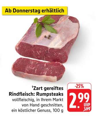 Zart gereiftes Rindfleisch: Rumpsteaks
