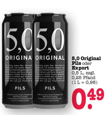 5,0 Original Pils oder Export