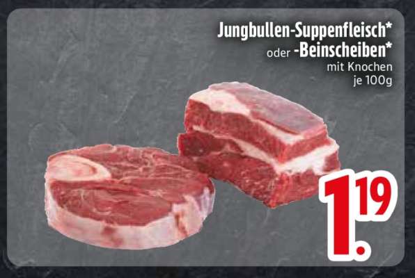 Jungbullen-Suppenfleisch oder Beinscheiben