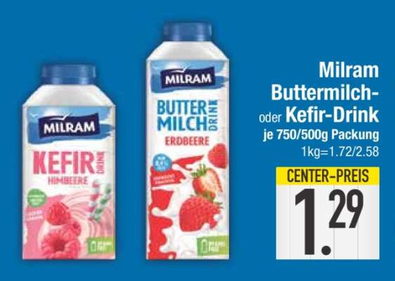 Milram Buttermilch oder Kefir Drink