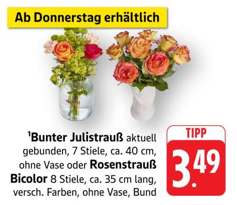 Bunter Julistrauß oder Rosenstrauß Bicolor