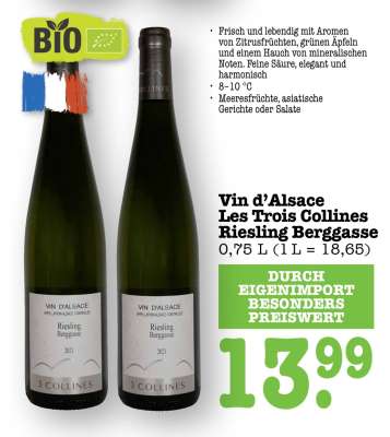 Vin d'Alsace Les Trois Collines Riesling Berggasse