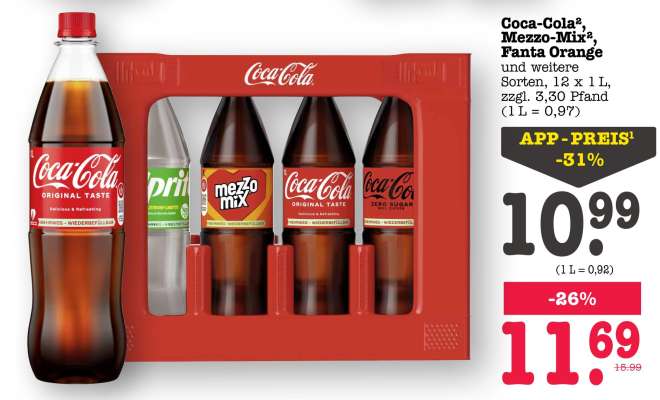 Coca-Cola, Mezzo-Mix, Fanta Orange und weitere Sorten