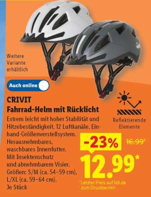 CRIVIT Fahrrad-Helm mit Rücklicht