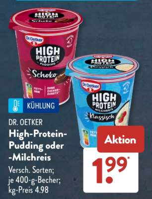 Dr. Oetker High-Protein-Pudding oder -Milchreis