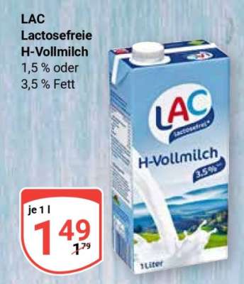 LAC Lactosefreie H-Vollmilch