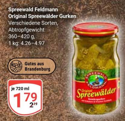 Spreewald Feldmann Original Spreewälder Gurken