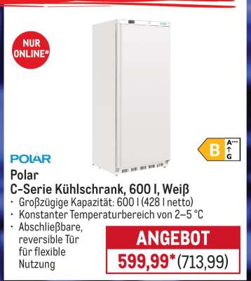 Polar C-Serie Kühlschrank, 600 l, Weiß