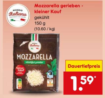 Mozzarella gerieben - kleiner Kauf