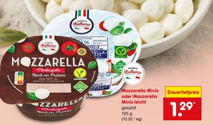Mozzarella Minis oder Mozzarella Minis leicht