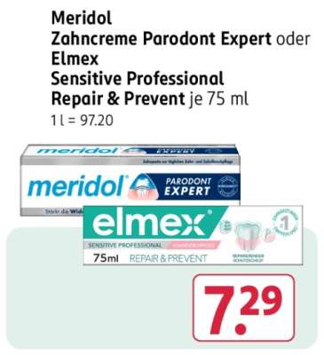 Meridol Zahncreme Parodont Expert oder Elmex Sensitive Professional Repair & Prevent