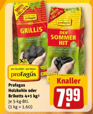 Profagus Holzkohle oder Briketts 4+1 kg³