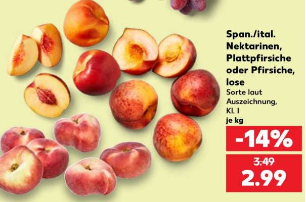 Span./ital. Nektarinen, Plattpfirsiche oder Pfirsiche, lose