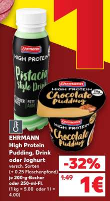 EHRMANN High Protein Pudding, Drink oder Joghurt