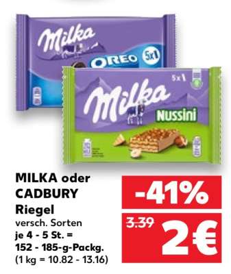 Milka oder Cadbury Riegel