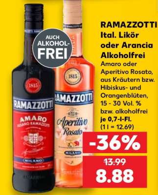 RAMAZZOTTI Ital. Likör oder Arancia Alkoholfrei