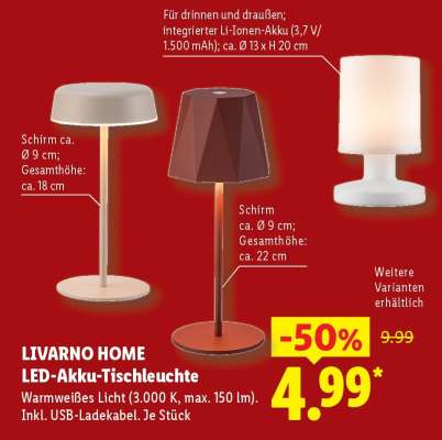 LIVARNO home LED-Akku-Tischleuchte