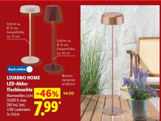 LIVARNO home LED-Akku-Tischleuchte