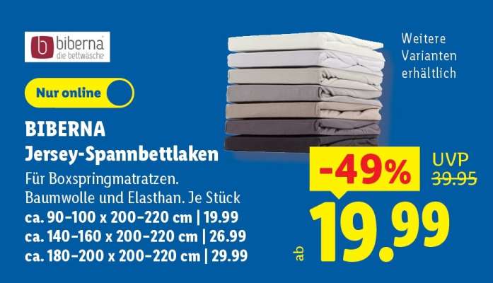 biberna Jersey-Spannbettlaken