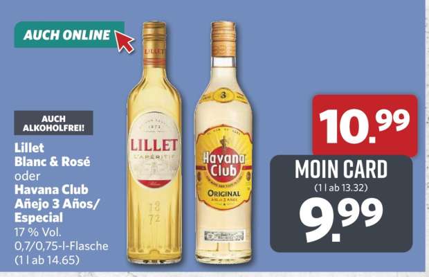 Lillet Blanc & Rosé oder Havana Club Añejo 3 Años/Especial