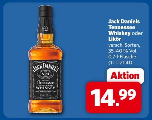 Jack Daniels Tennessee Whiskey oder Likör