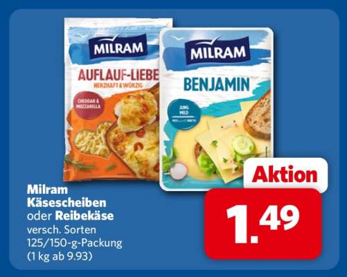 Milram Käsescheiben oder Reibekäse