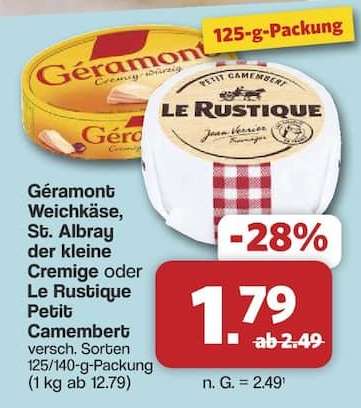 Géramont Weichkäse, St. Albray der kleine Cremige oder Le Rustique Petit Camembert