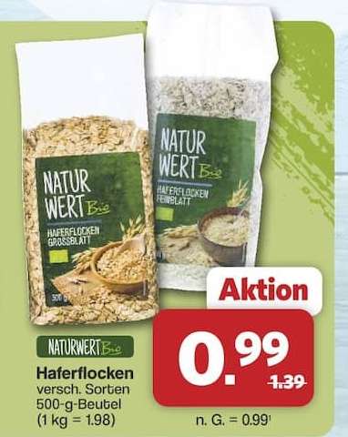 NATUR WERT Bio Haferflocken