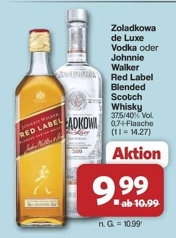 Zoladkowa de Luxe Vodka oder Johnnie Walker Red Label Blended Scotch Whisky
