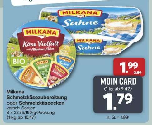Milkana Schmelzkäsezubereitung oder Schmelzkäseecken