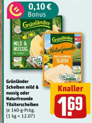 Grünländer Scheiben mild & nussig oder Naturfreunde Tilsiterscheiben
